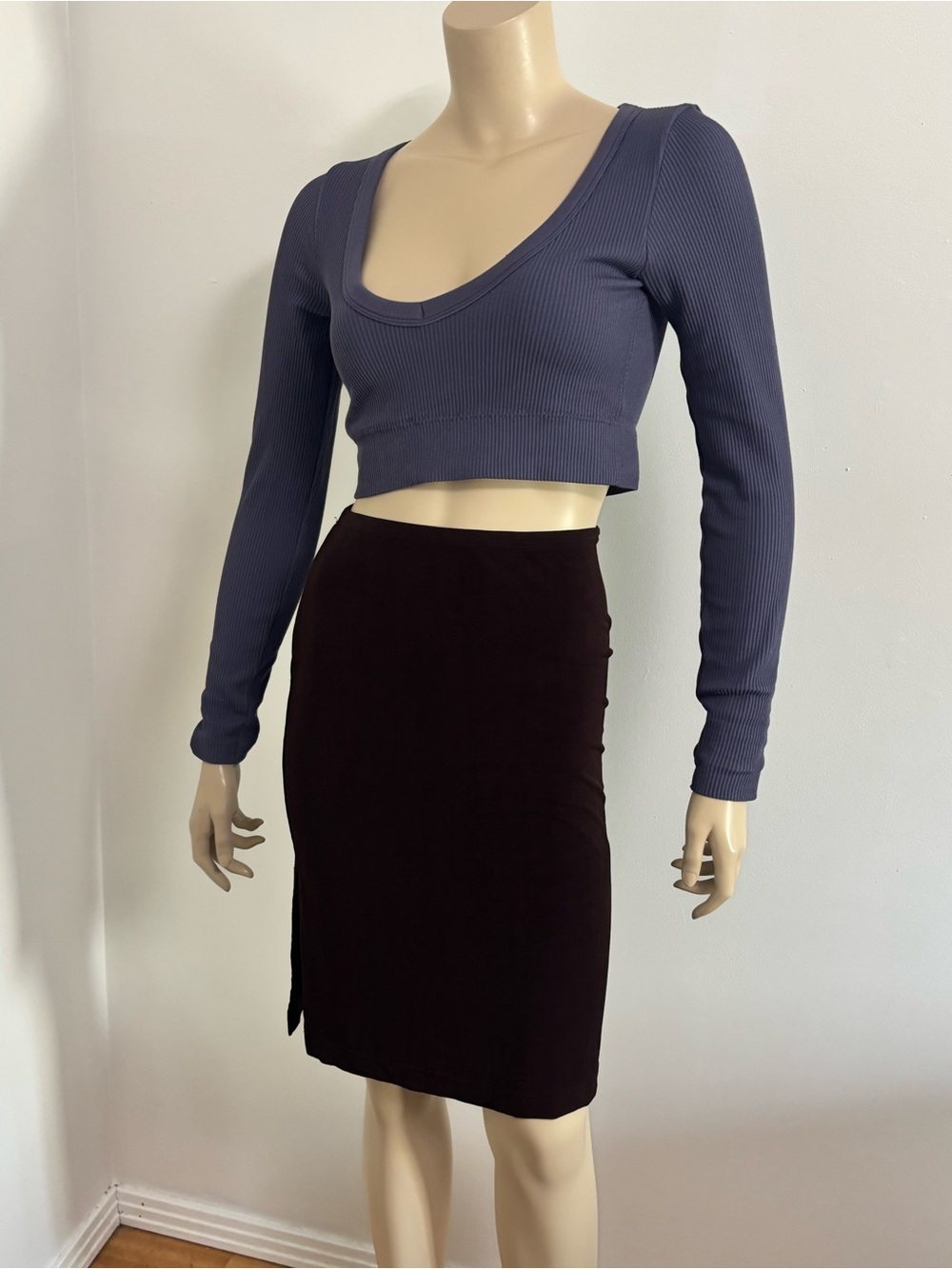 Vintage m.e. Chocolate Brown Pencil Skirt- Size XS